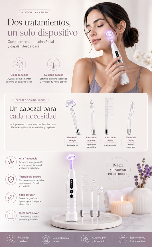 DISPOSITIVO DE ALTA FRECUENCIA FACIAL Y CAPILAR