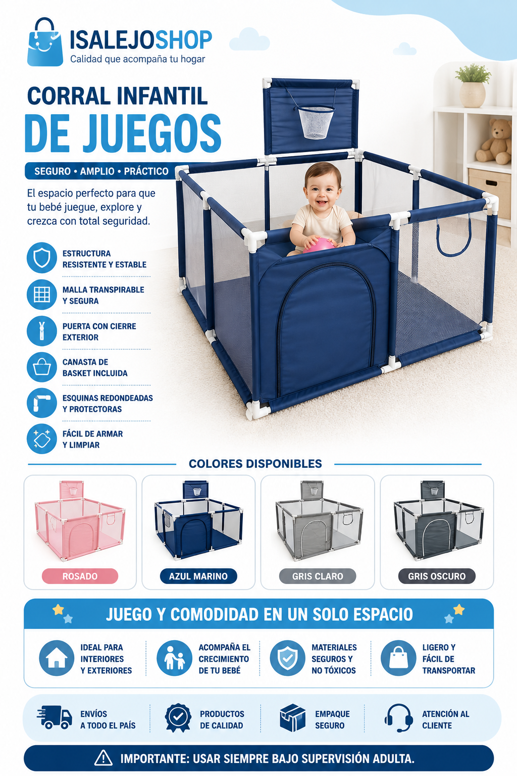 Corral Infantil Cuadrado Play Ground