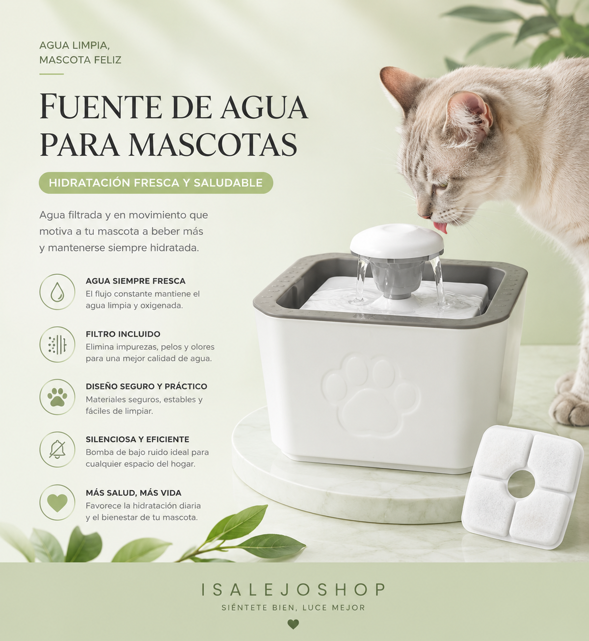 Bebedero Tipo Fuente para Mascotas